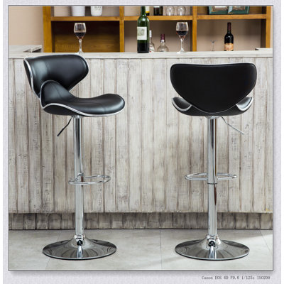 Masaccio Upholstery Airlift Adjustable Swivel Barstool with Chrome Base, Set of 2