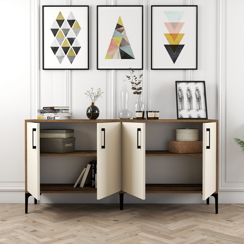Console Jerin, Crème / noyer, Noyer