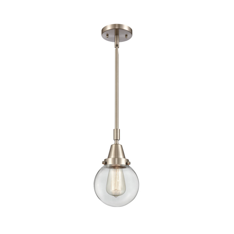 Luminaire suspendu à 1 lumière Lorri, H 43,62 po x l 6 po x P 6 po, Transparent, Nickel satiné brossé