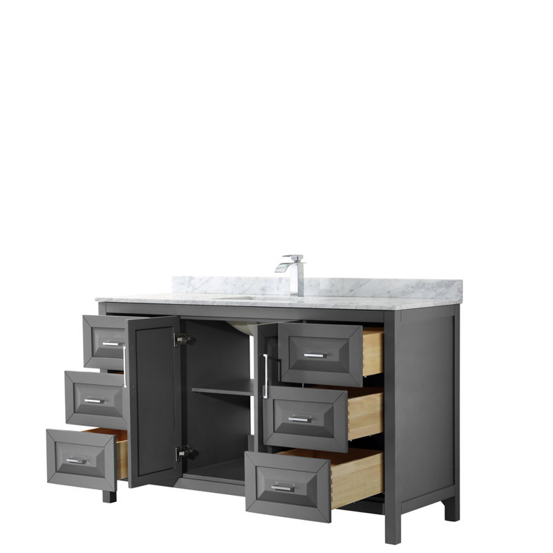 Daria 60" Single Bathroom Vanity Set, White, Polished Chrome, 60"
