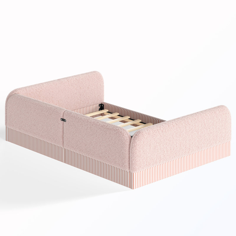 Grand lit tapissier à plancher avec garde-corps latéraux, Grand lit, Rose