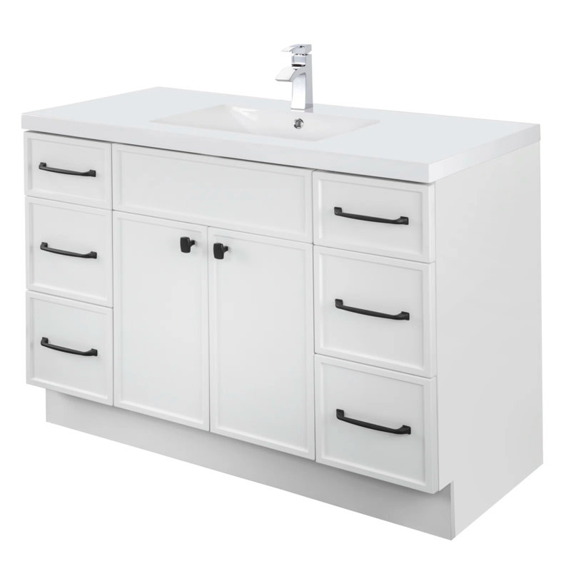 Ensemble de meuble-lavabo simple Manhattan, Noir, Blanc, 48"