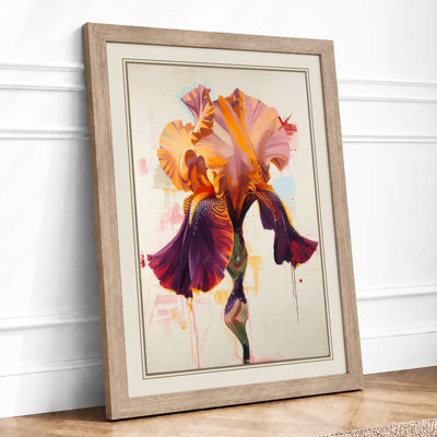 Iris in Gold and Purple Botanical - Framed Print