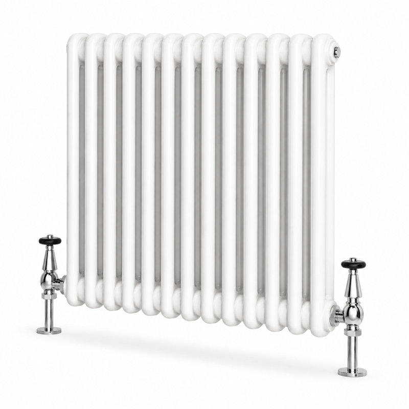 Uxbridge Horizontal Traditional Colosseum Radiator, White, 600mm H x 605mm W x 70mm D