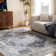 Tapis d'intérieur lavable bleu à médaillon rétro