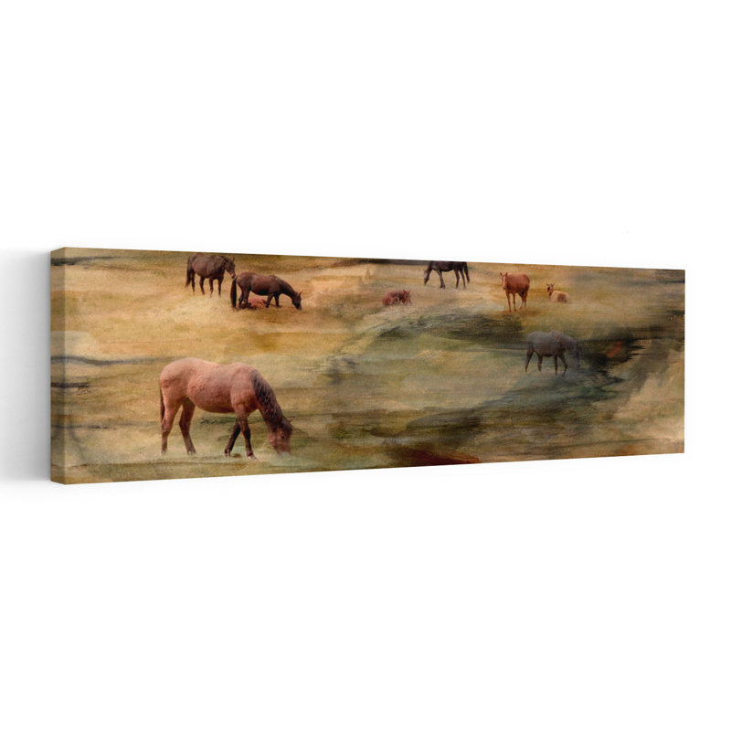 Art sauvage, chevaux, H 12 po x l 36 po