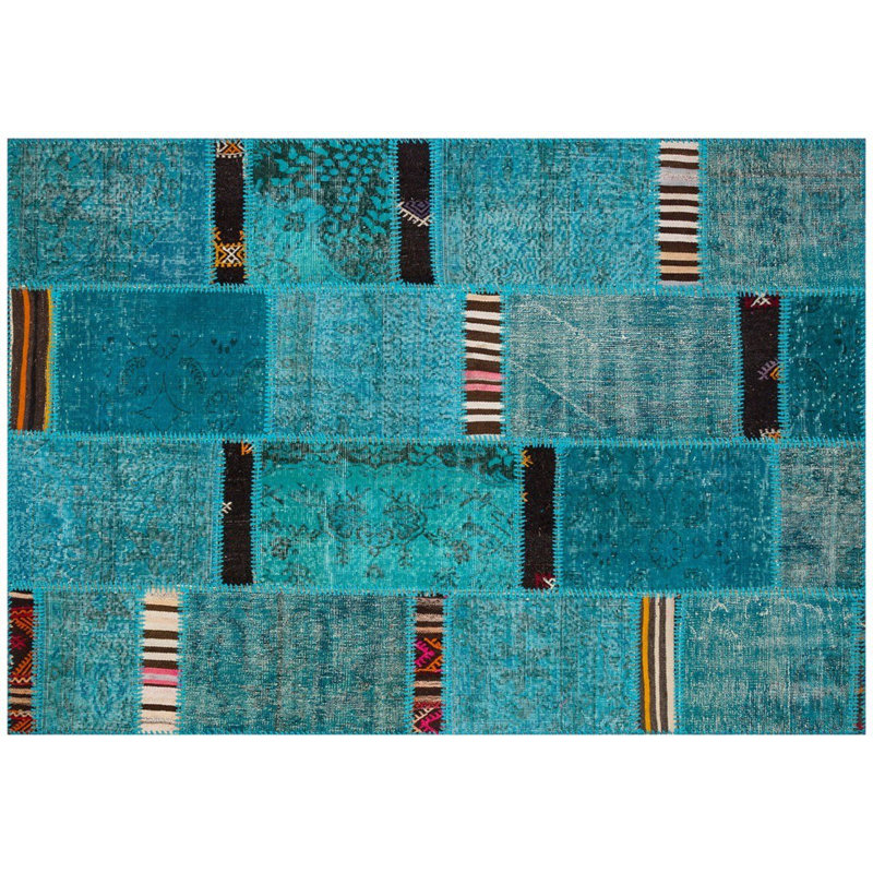 Tapis turquoise fait à la main Modern