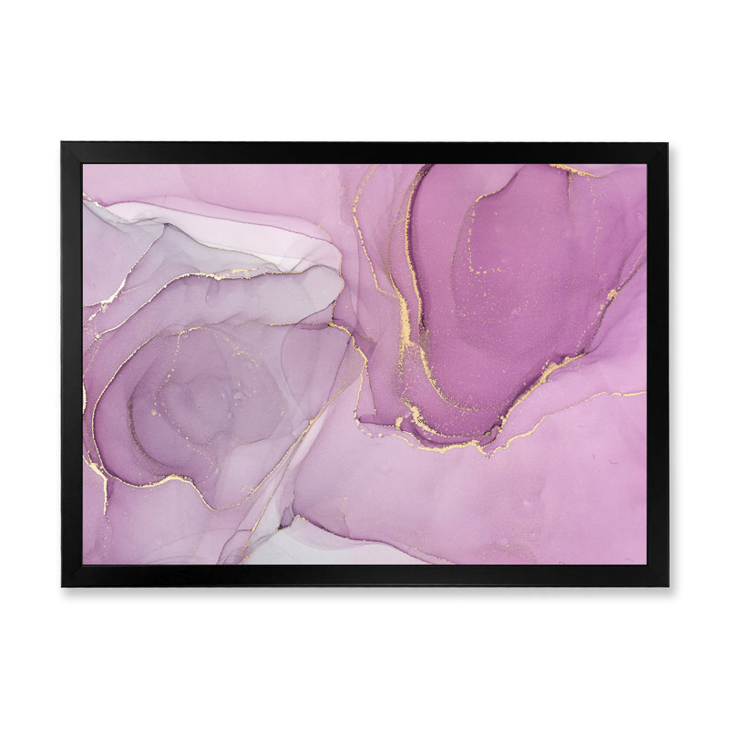 Mauve liquide Waves I - peinture sur toile, H 24 po x l 32 po x P 1 po, Cadre photo noir