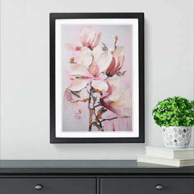 Magnolia Flower Action Painting No.2 - Single Picture Frame Print on Wood