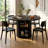 47" Modern Round Dining Table with Hidden Compartment – 2-Tier Storage Shelf and Wood Slat Base, Wood Kitchen Table-1788270606
