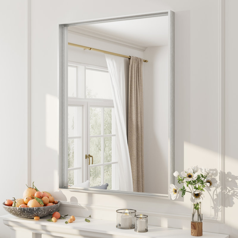 Miroir mural Aevar, 30 po x 22 po, Argent brossé