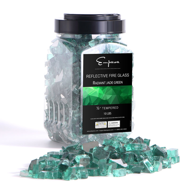 Empava 10 lb Verre trempé réfléchissant 1/4 de pouce, pour foyer au gaz, Vert, 1/4 po