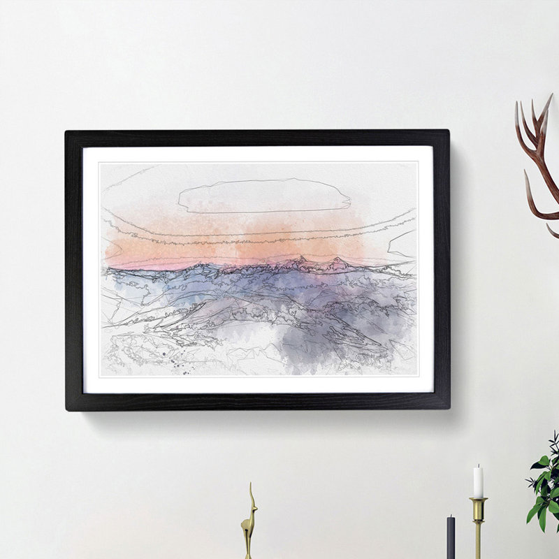Light over the Mountains - Picture Frame Graphic Art Print, 40cm H x 60cm W x 2cm D, Black Framed