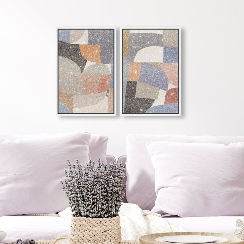 Muted Prelude Set Set by Oliver Gal, 74"H x 50"W, White Floater Frame