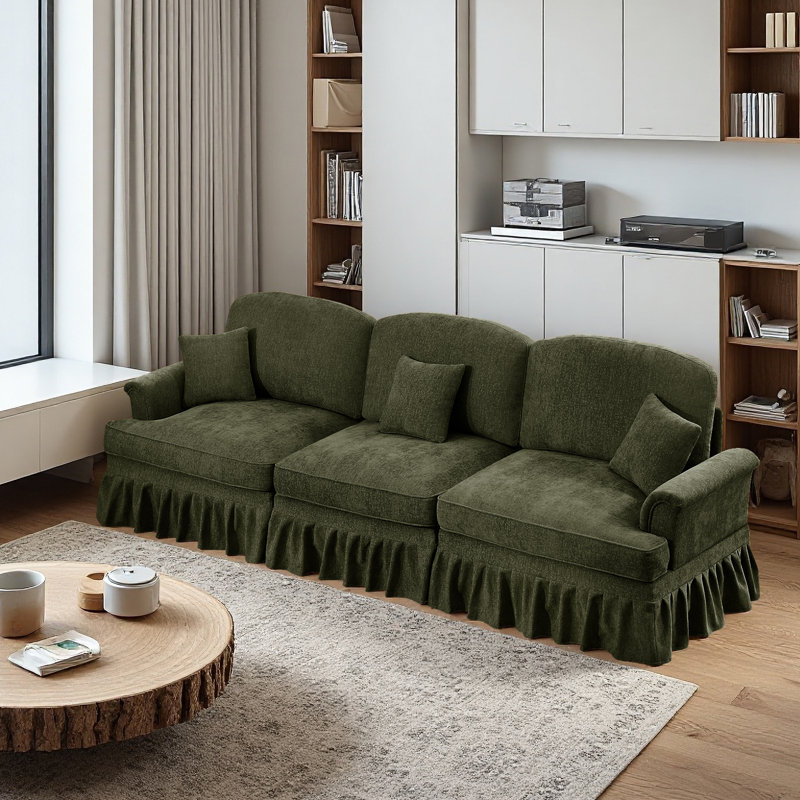 Sofa, Cloud Couch Sectional Sofa, Chenille Sofa, 36.6" H x 107.1" W x 32.8" D, Green