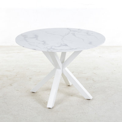 Round Pedestal Dining Table with Cross Leg Base