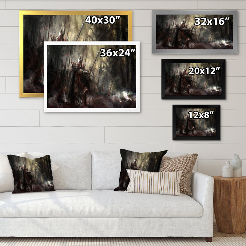 «Video Game Greek Mythology Fight II», reproduction sur toile, Cadre d'angle fermé noir, H 16 po x l 32 po x P 1 po