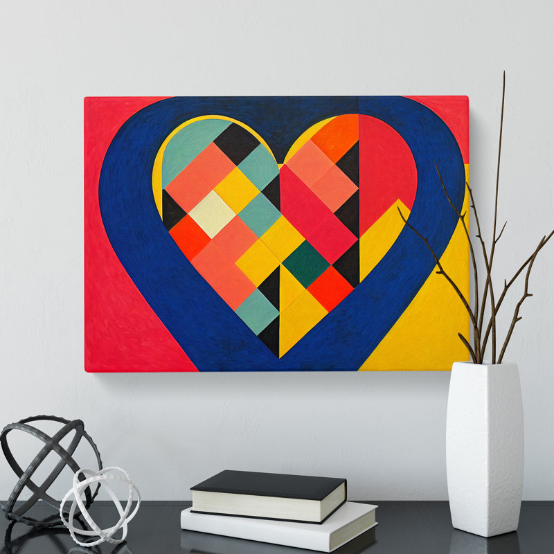 Modern Love Heart Abstract - Wrapped Canvas, 35cm H x 50cm W x 3cm D
