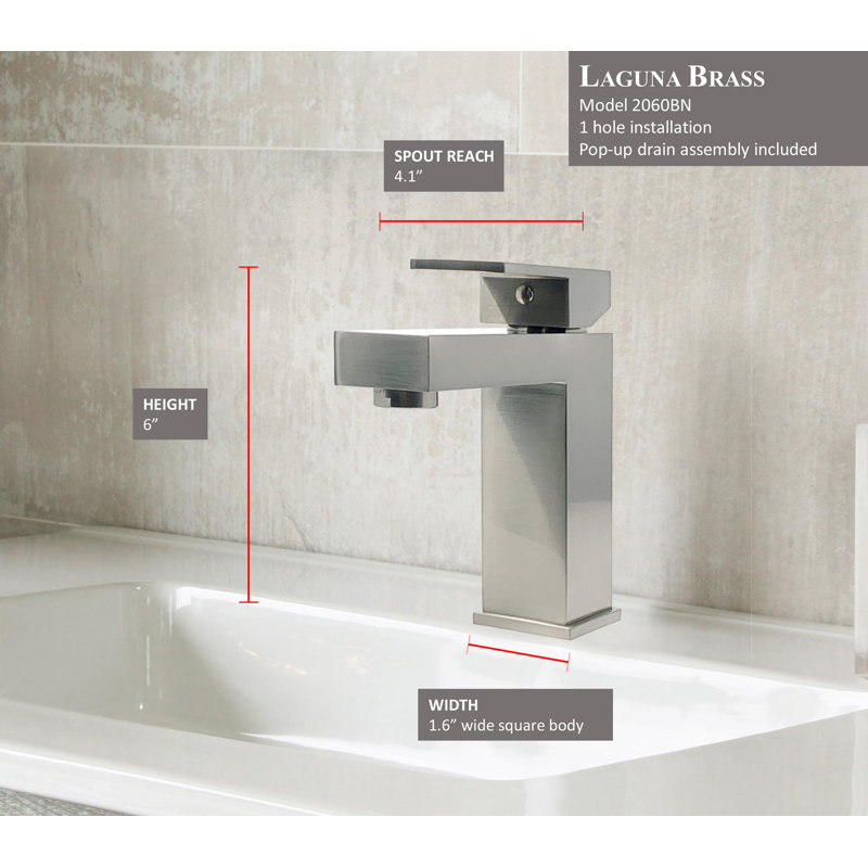 Single-Hole Bathroom Faucet with Drain Assembly, Brushed Nickel