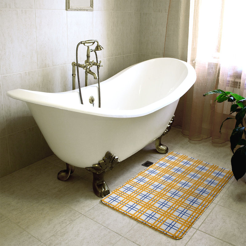 Tapis de bain LA, l 21 po x L 34 po, Jaune/blanc