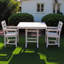 Ensemble de salle à manger d'extérieur blanc Hdpe 3 pièces avec table carrée et 2 fauteuils