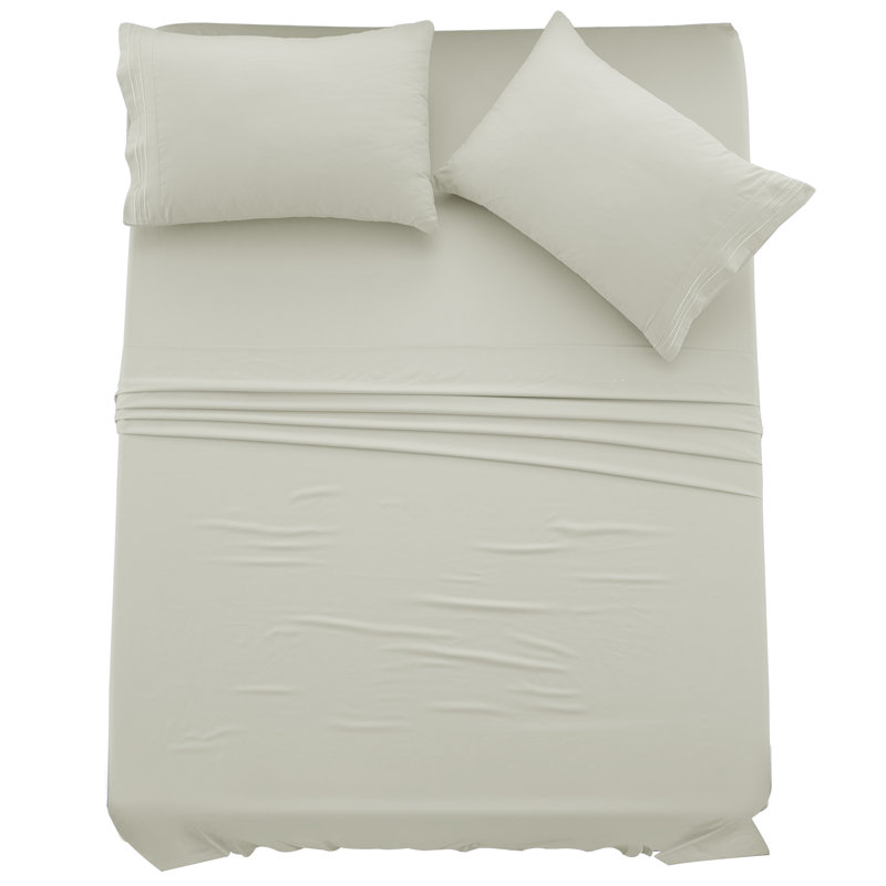 Lux Decor 4-Piece Ultra Soft Microfiber Sheet Set Deep Pocket Fitted Sheet, Wrinkle-Resistant & Easy Care Bedding, Vanilla