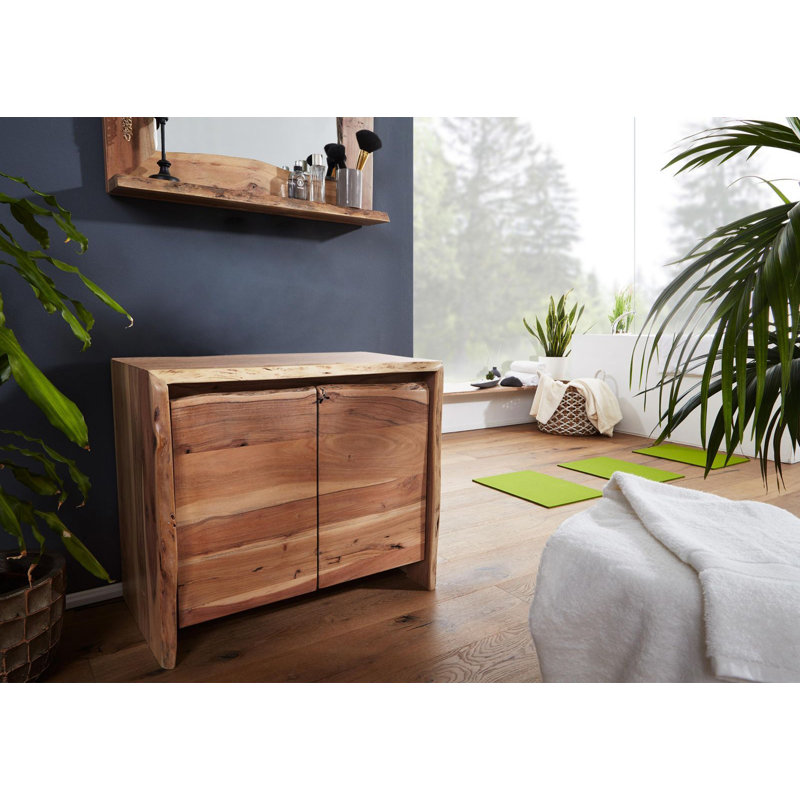 Pure Acacia Solid Wood Bathroom Cabinet, Ecru