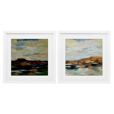 Blended American West Atmosphere 2pc Framed Print Under Glass Set, design by Silvia Vassileva