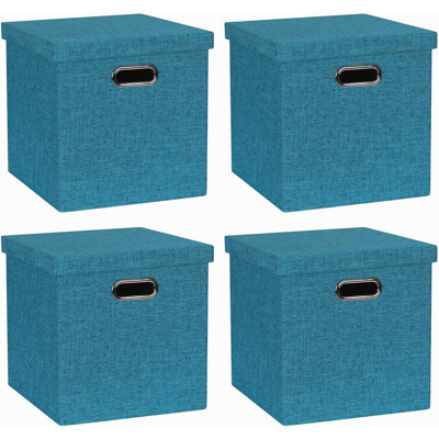 4-pack Green Linen Storage Bins With Lids