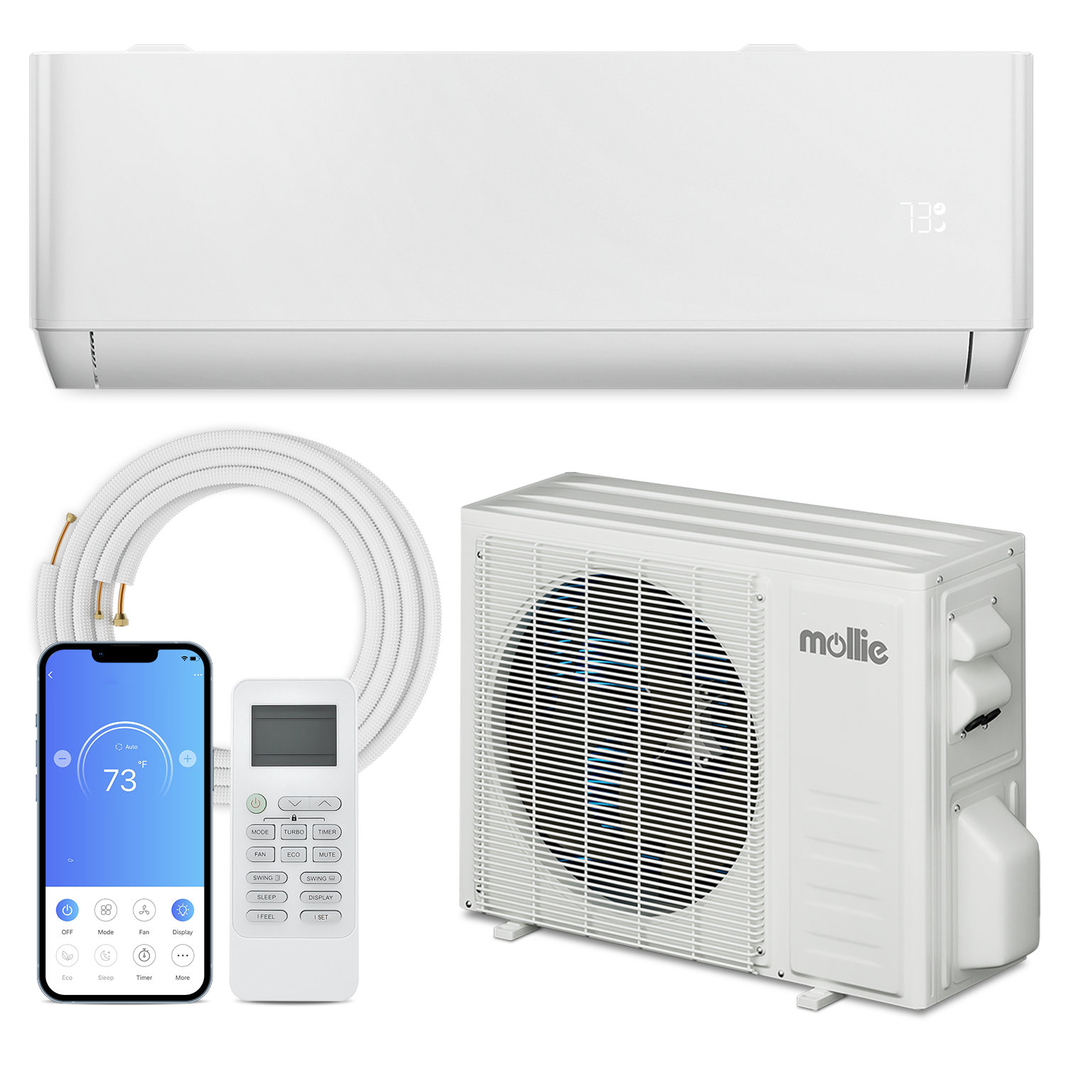 App Control Air Conditioner & Heat Pump 9,000 BTU Ductless Mini Split AC  with Timer