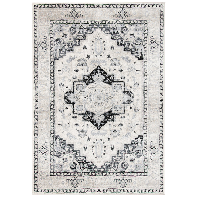 Tapis oriental ivoire / noir Ebner, Rectangulaire 3 pi x 5 pi