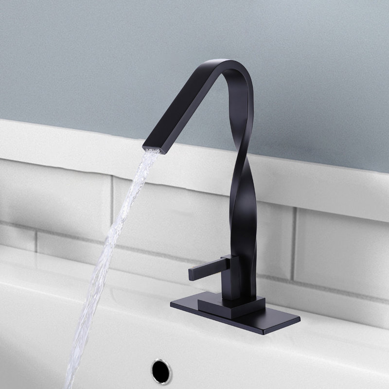 Robinet pour salle de bain à cascade, Noir mat