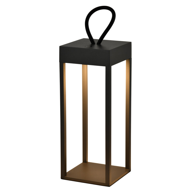 Albizu 30cm Battery Powered Integrated LED Square / Rectangular Lantern, Black