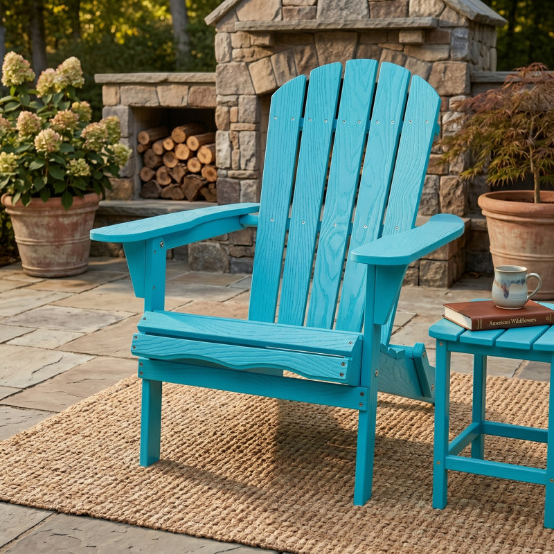 Chaise Adirondack pliante en bois massif turquoise 31 x 28 x 36, Turquoise Blue