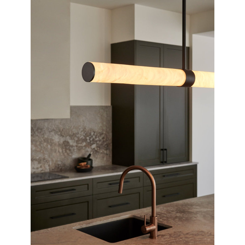 Alabaster Linear Pendant Light Black LED Kitchen Island Pendant, Black