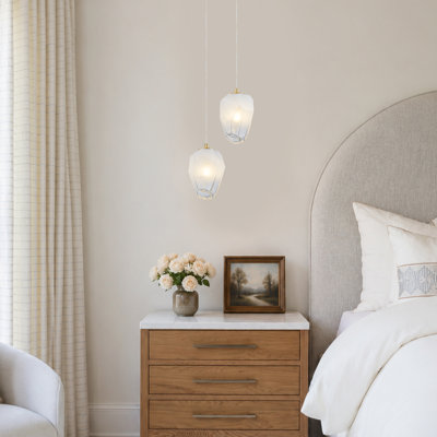 Mini-luminaire suspendu moderne à motif géométrique, luminaire d'appoint en laiton naturel avec verre sculpté dégradé givré pour îlot de cuisine et chevet
