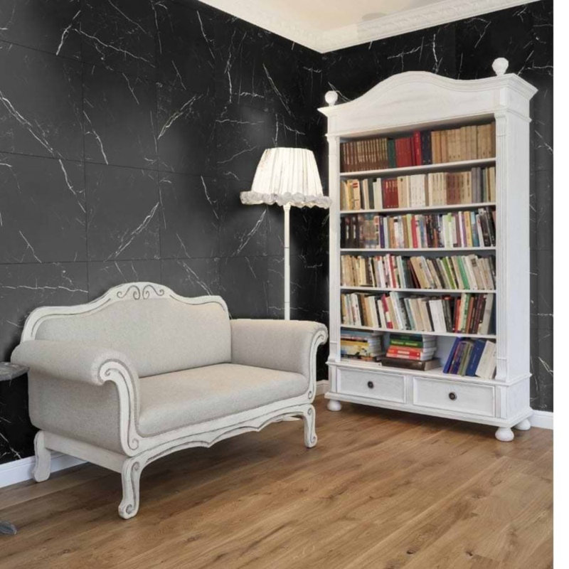 Marble Tech 24x24 Polished Nero Marquina Look Porcelain Tile