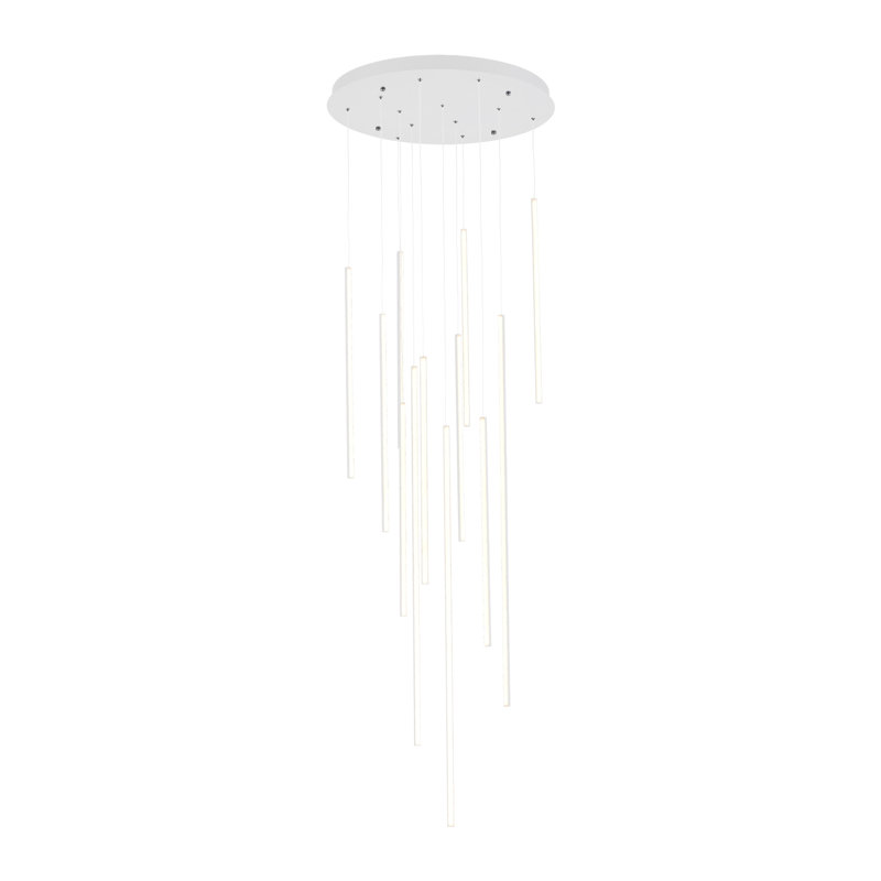 Polished Nickel 12-Light LED Cluster Pendant in White
