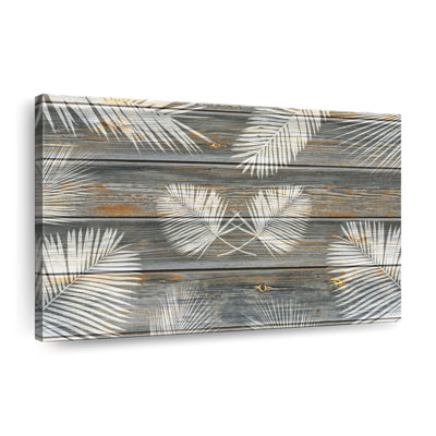 Feuilles de palmier en bois sur toile