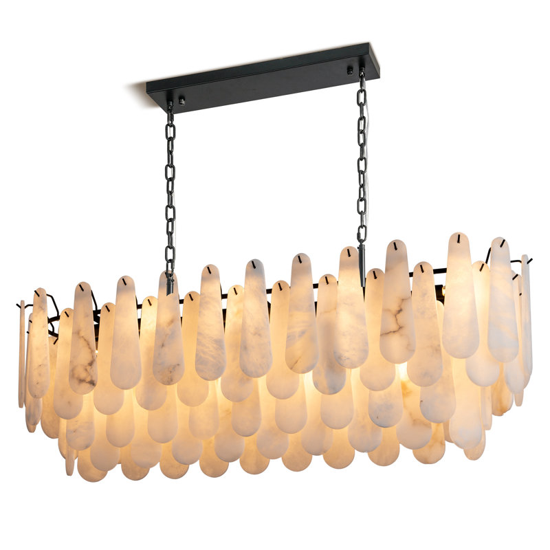 Lustre noir en îlot de cuisine à 4 niveaux 47,2 po Bossier, Noir mat