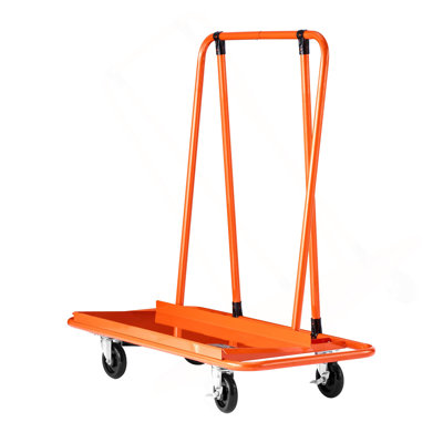 Chariot pour cloison sèche, capacité de charge de 1800 lb, chariot à panneau en acier avec 4 roulettes pivotantes, durable et durable, chariot à panneau avec sangle d'arrimage pour contreplaqué, plaque de plâtre, verre, orange