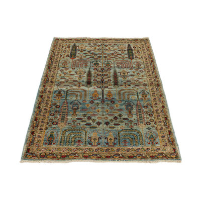 3x5 Blue and Rust Traditional Rug