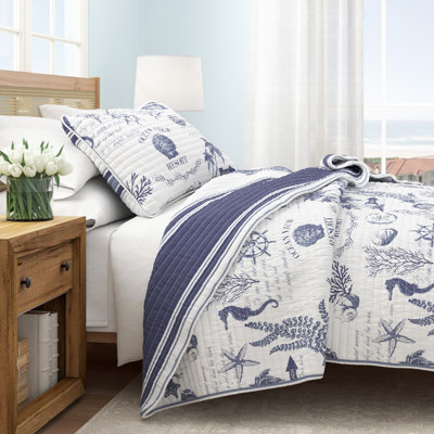 Navy Nautical Cotton Quilt Set