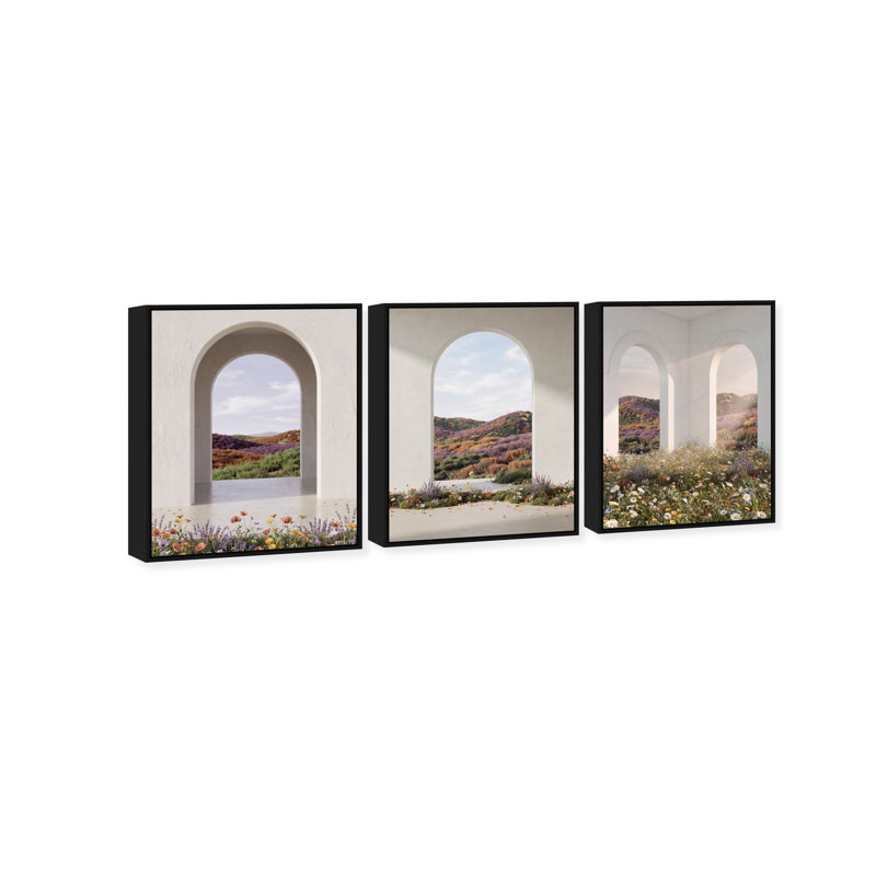 Paradise Arches Set Architecture Canvas Print by Oliver Gal, Black Frame, 16 x 20, 17"H x 21"W, Black Floater Frame