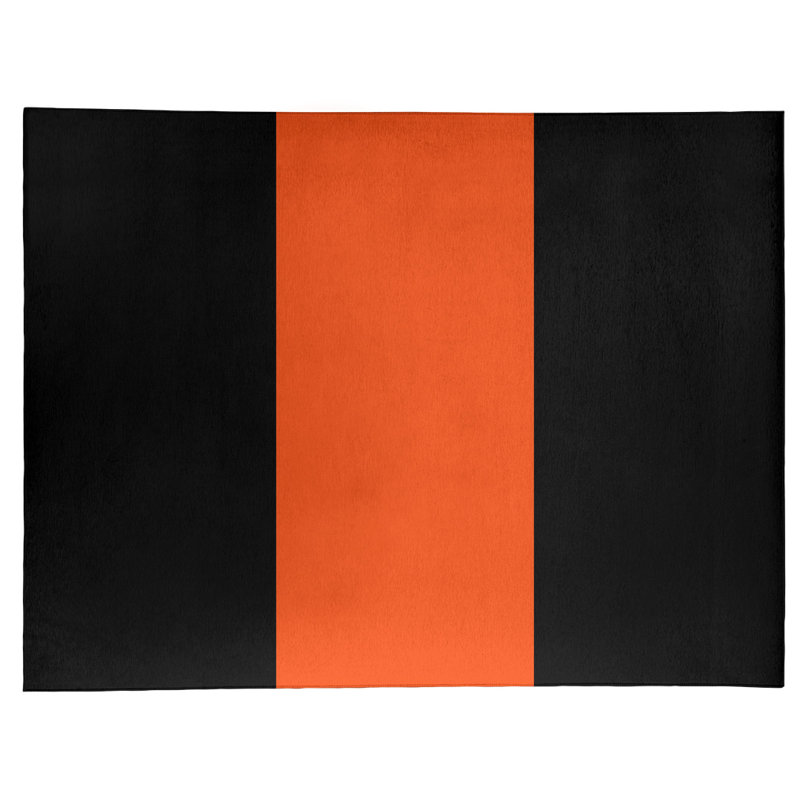 Tapis à rayures en poly-noir à rayures de football cincinnati, Rectangle 9 pi x 12 pi