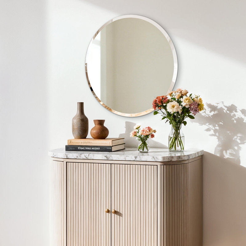 Rithi Round Flat Wall Mirror, 40 cm H x 40 cm W