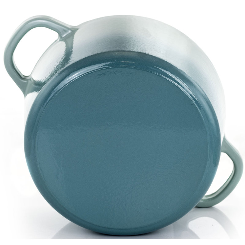 Aqua Blue 7 Qt Enameled Cast Iron Dutch Oven with Lid