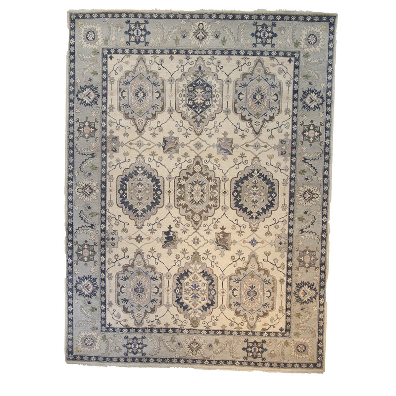 Oushak Oriental Area Rug in Blue/Ivory/Gray
