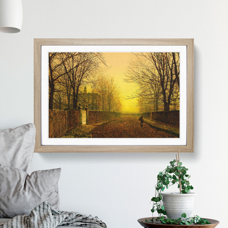 Golden Autumn by John Atkinson Grimshaw - Picture Frame Painting, Oak Framed, 48cm H x 65cm W x 2cm D