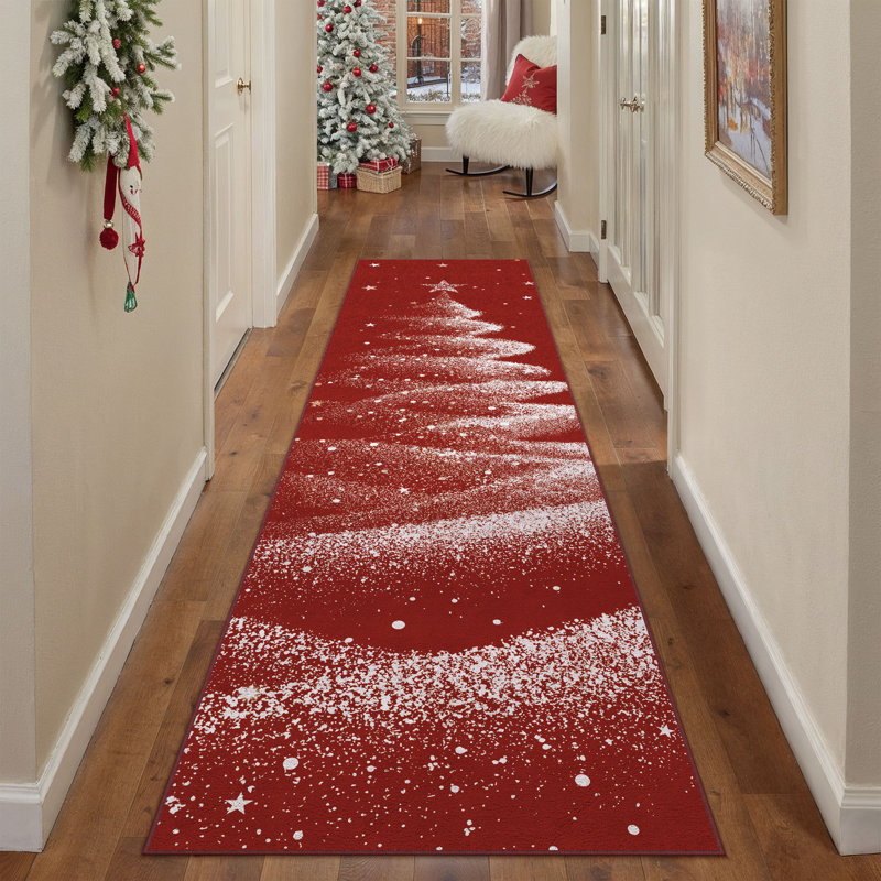 Tapis lavable avec tapis antidérapant Loly Christmas, Tapis de couloir 2 pi x 8 pi